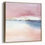 Large Abstract Wall Art – Soft Pink, White & Blue Minimalist Canvas