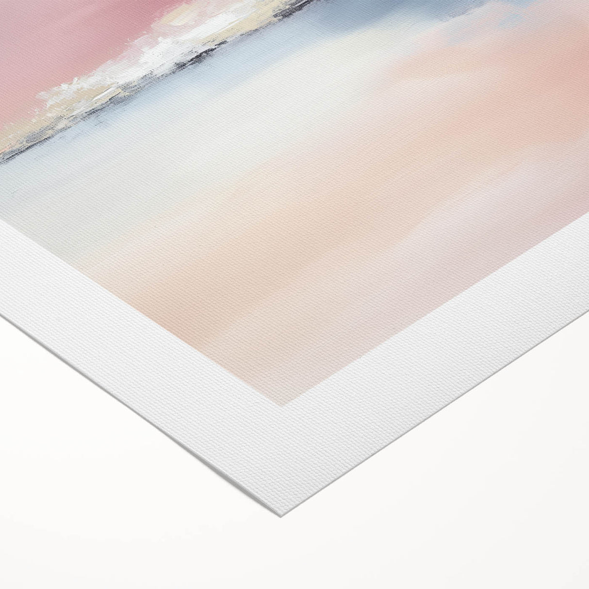 Large Abstract Wall Art – Soft Pink, White & Blue Minimalist Canvas