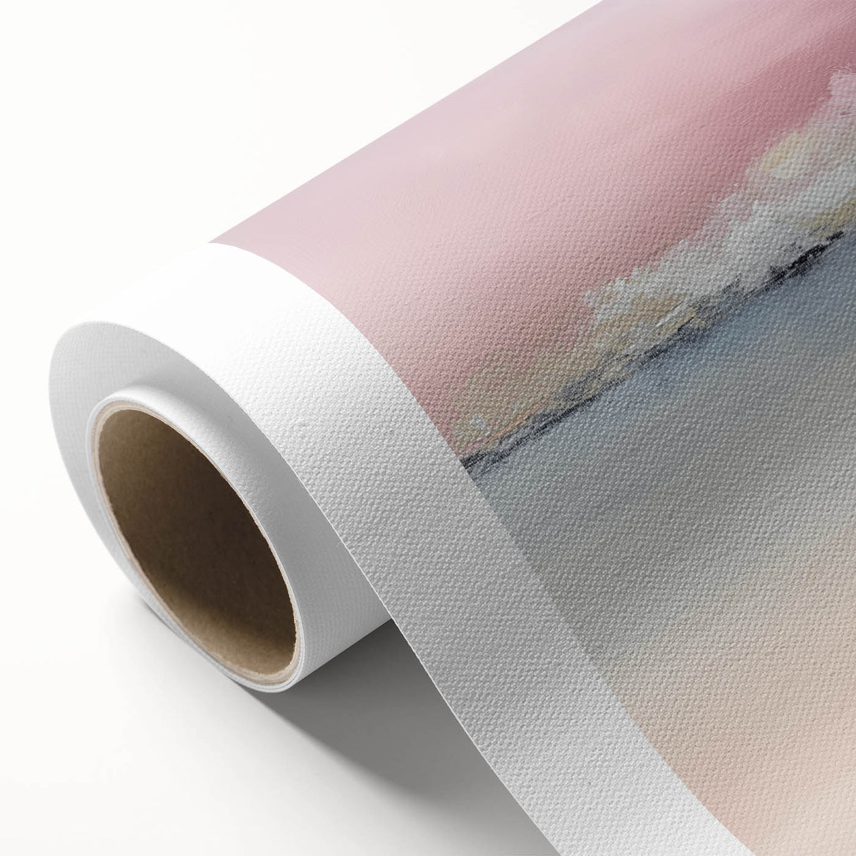 Large Abstract Wall Art – Soft Pink, White & Blue Minimalist Canvas
