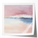 Large Abstract Wall Art – Soft Pink, White & Blue Minimalist Canvas