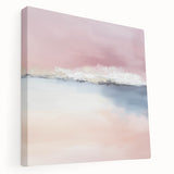 Large Abstract Wall Art – Soft Pink, White & Blue Minimalist Canvas