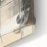 Close-up of abstract minimalist wall art design on acrylic glass, showcasing soft pastel colors and geometric shapes, ideal for modern decor.