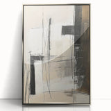 Framed minimalist abstract wall art in silver acrylic, showcasing a contemporary design with soft curves and geometric shapes, perfect for modern decor.