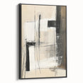 Framed abstract minimalist wall art in black, showcasing a sleek design with clean lines, perfect for modern home decor. Ideal for enhancing interior aesthetics.