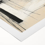 Abstract minimalist wall art on rolled canvas, showcasing soft pastel colors and geometric shapes, perfect for modern home decor. Packaged securely in a cardboard tube for safe delivery.