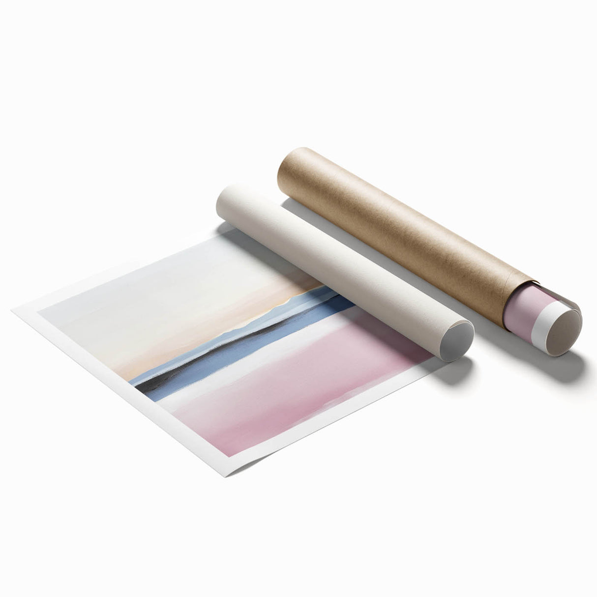 Colorful Abstract Wall Art – Soft Pink and Blue Modern Canvas Print