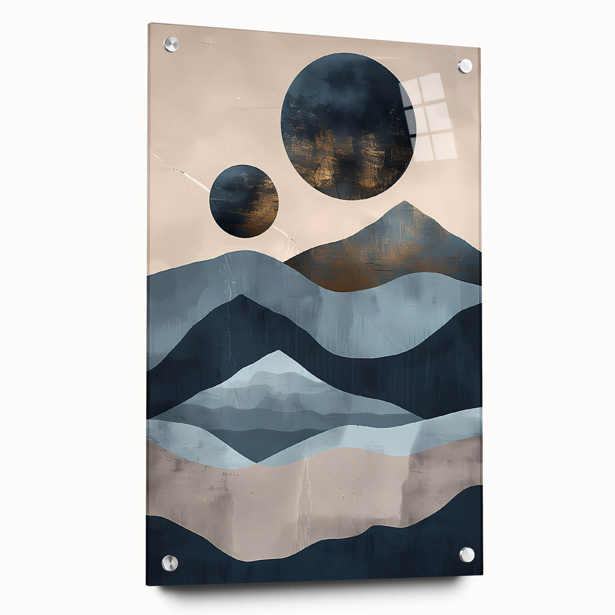 Dining Room Wall Art Collection – Blue & Gold Abstract Landscape