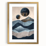 Dining Room Wall Art Collection – Blue & Gold Abstract Landscape