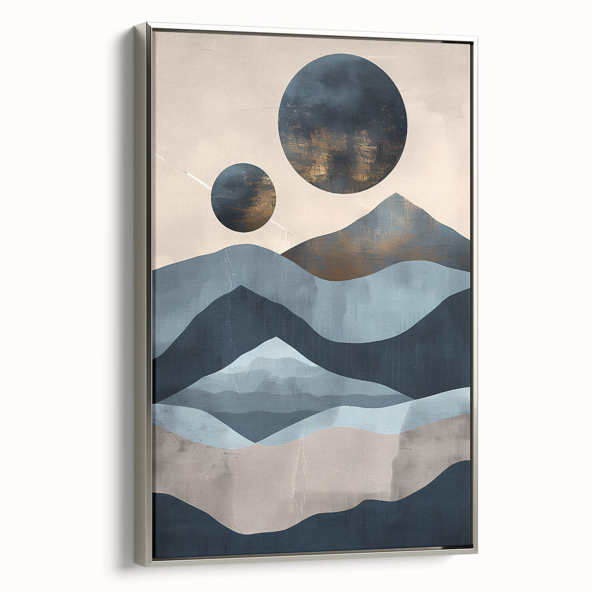 Dining Room Wall Art Collection – Blue & Gold Abstract Landscape