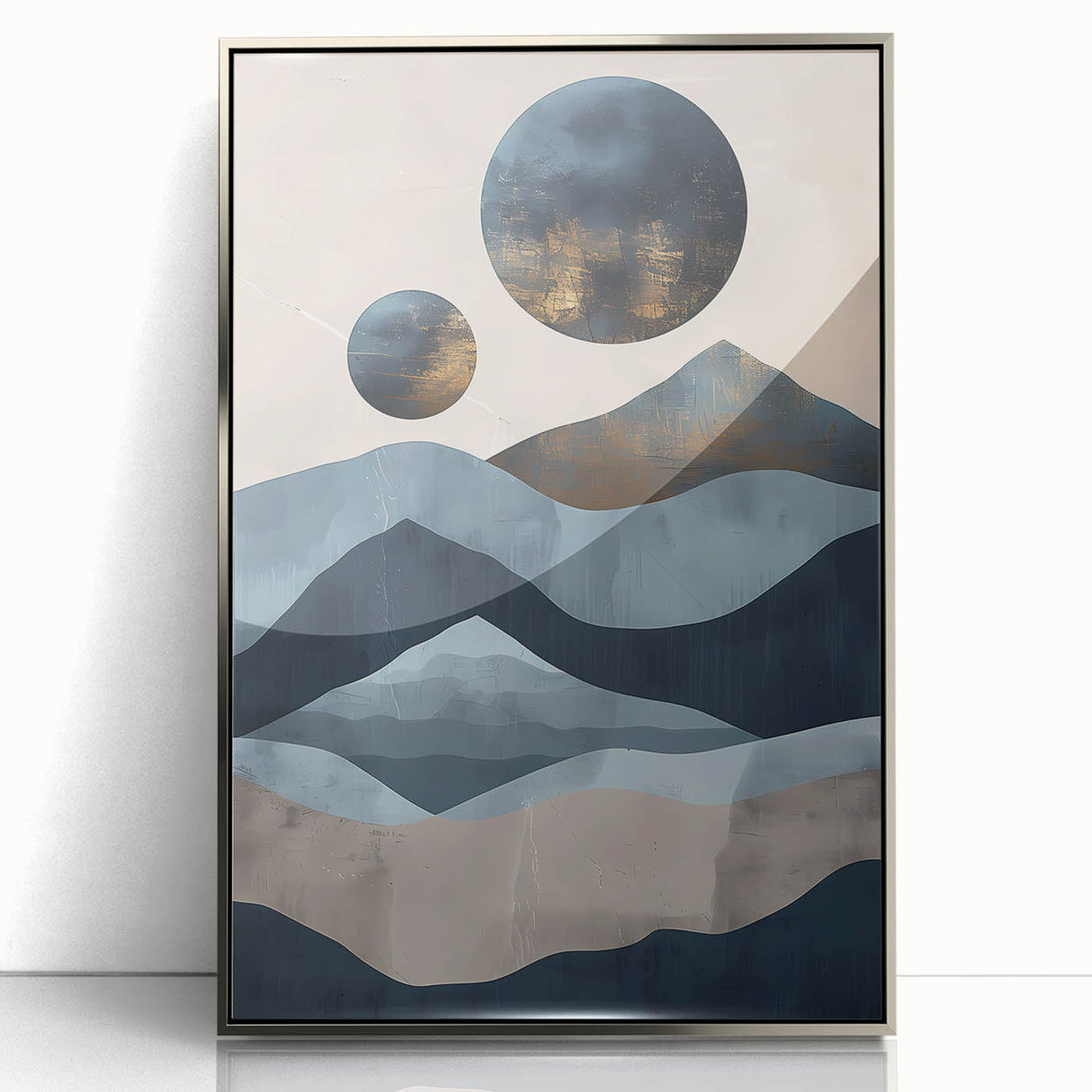 Dining Room Wall Art Collection – Blue & Gold Abstract Landscape