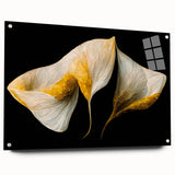 Luxury Floral Wall Art – Gold and White Canvas for Living Room