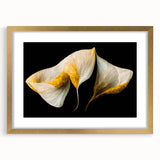 Luxury Floral Wall Art – Gold and White Canvas for Living Room