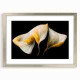 Luxury Floral Wall Art – Gold and White Canvas for Living Room