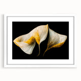 Luxury Floral Wall Art – Gold and White Canvas for Living Room