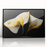 Luxury Floral Wall Art – Gold and White Canvas for Living Room