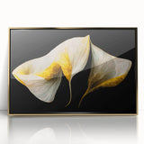 Luxury Floral Wall Art – Gold and White Canvas for Living Room