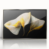 Luxury Floral Wall Art – Gold and White Canvas for Living Room