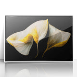 Luxury Floral Wall Art – Gold and White Canvas for Living Room