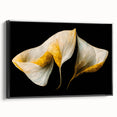 Luxury Floral Wall Art – Gold and White Canvas for Living Room