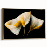 Luxury Floral Wall Art – Gold and White Canvas for Living Room