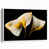 Luxury Floral Wall Art – Gold and White Canvas for Living Room