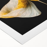 Luxury Floral Wall Art – Gold and White Canvas for Living Room