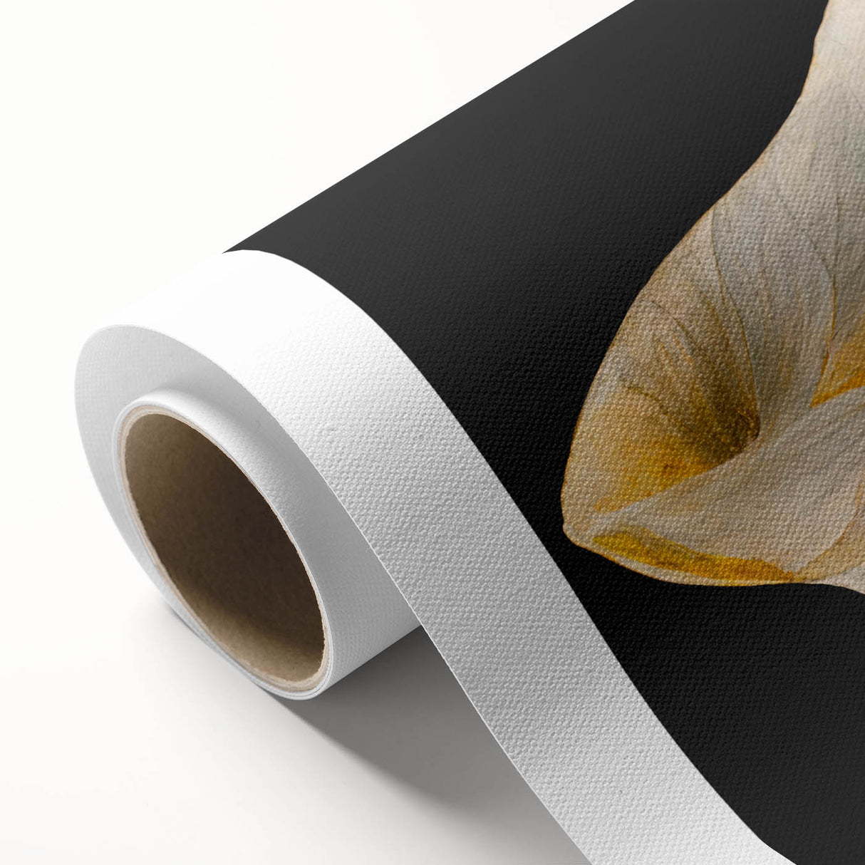 Luxury Floral Wall Art – Gold and White Canvas for Living Room