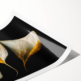 Luxury Floral Wall Art – Gold and White Canvas for Living Room