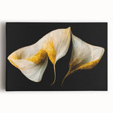Luxury Floral Wall Art – Gold and White Canvas for Living Room