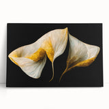 Luxury Floral Wall Art – Gold and White Canvas for Living Room