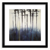 Abstract floral art print framed in black matting, showcasing vibrant colors and intricate designs, perfect for modern home decor or as a statement piece.