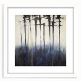 Abstract floral wall art framed in white matting, showcasing vibrant colors and intricate designs, ideal for modern home decor. The piece adds a refreshing touch to any space, perfect for art enthusiasts and interior design lovers.