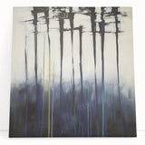 Abstract floral design on stretched canvas with vibrant colors in a modern aesthetic, leaning against a neutral wall, perfect for home decor enhancement.