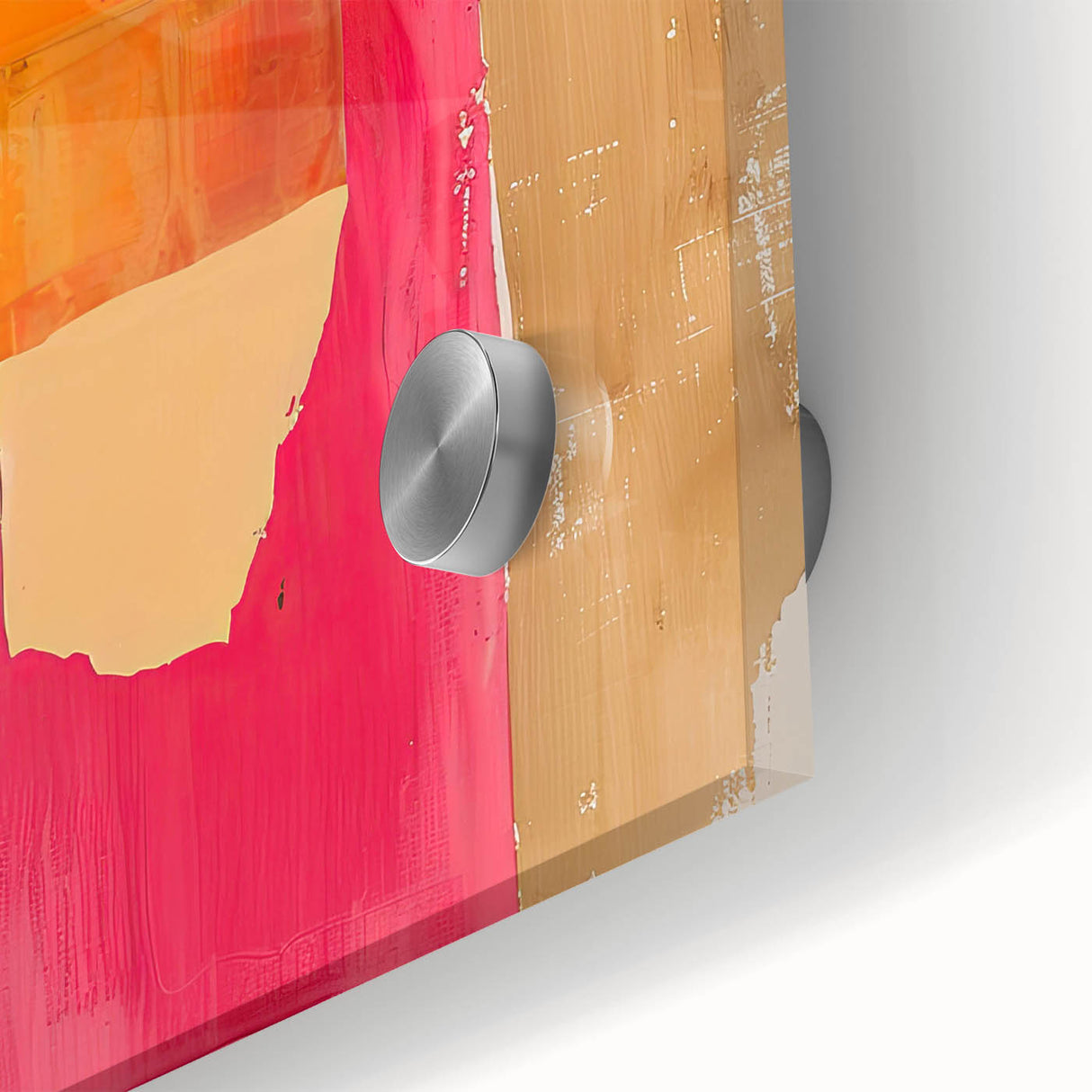Close-up of abstract minimalist wall art design on acrylic glass, showcasing soft pastel colors and geometric shapes for modern home decor. Perfect for stylish interiors.