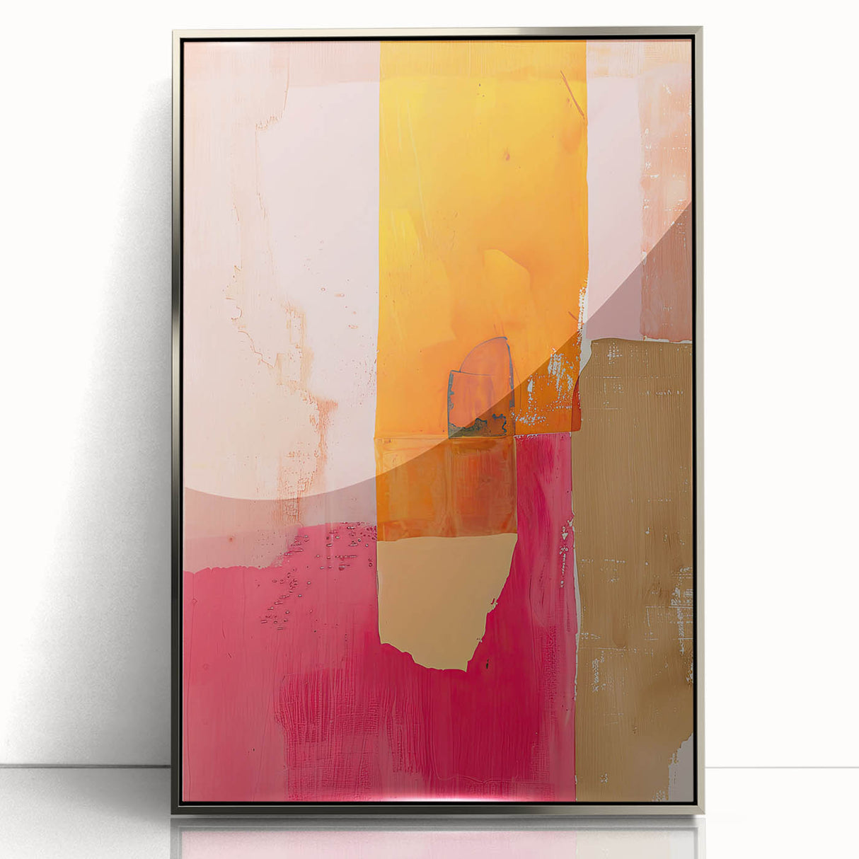 Framed acrylic wall art showcasing a minimalist abstract design in silver tones, perfect for contemporary decor, enhancing any modern living space.