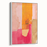 Framed abstract minimalist wall art in a sleek white design, showcasing gentle curves and shapes, perfect for modern decor in a bright living room or office setting.