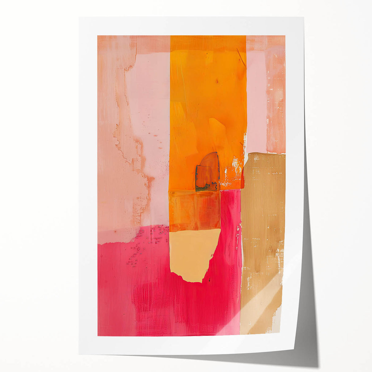 Abstract minimalist wall art print showcasing soft pastel colors and geometric shapes, elegantly rolled and ready for framing, perfect for modern decor.