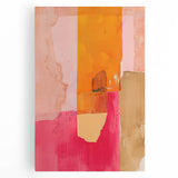 Abstract minimalist wall art on stretched canvas showcasing soft pastel colors and geometric shapes, perfect for modern home decor and artistic ambiance.