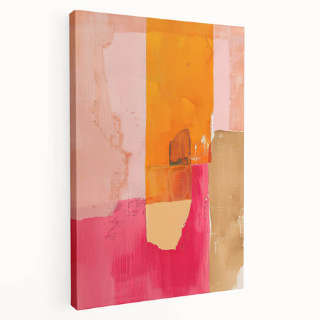 Abstract minimalist wall art on stretched canvas, showcasing soft earth tones and subtle geometric patterns, adding elegance to any modern decor.