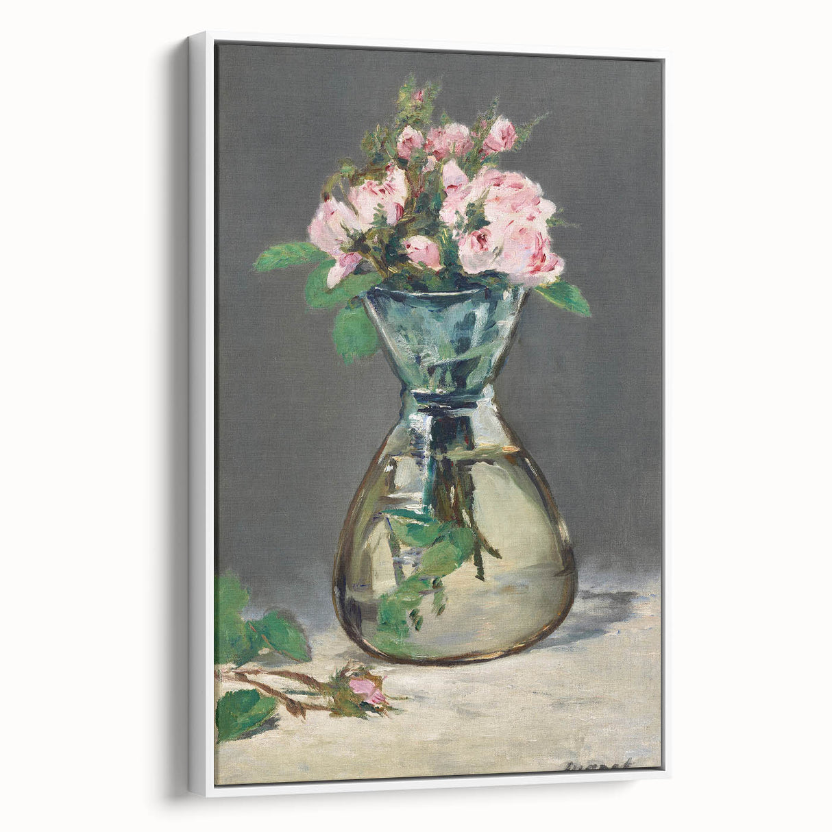 Moss Roses in a Vase - Impressionist Floral Art by Edouard Manet