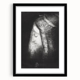 Mystical Black and White Wall Art - "Profile of Light" by Odilon Redon