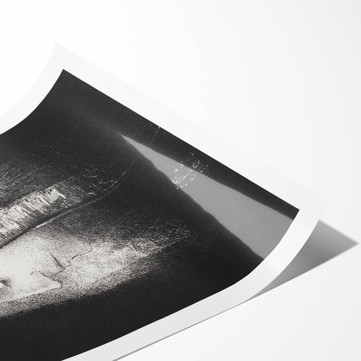 Mystical Black and White Wall Art - "Profile of Light" by Odilon Redon