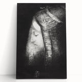 Mystical Black and White Wall Art - "Profile of Light" by Odilon Redon