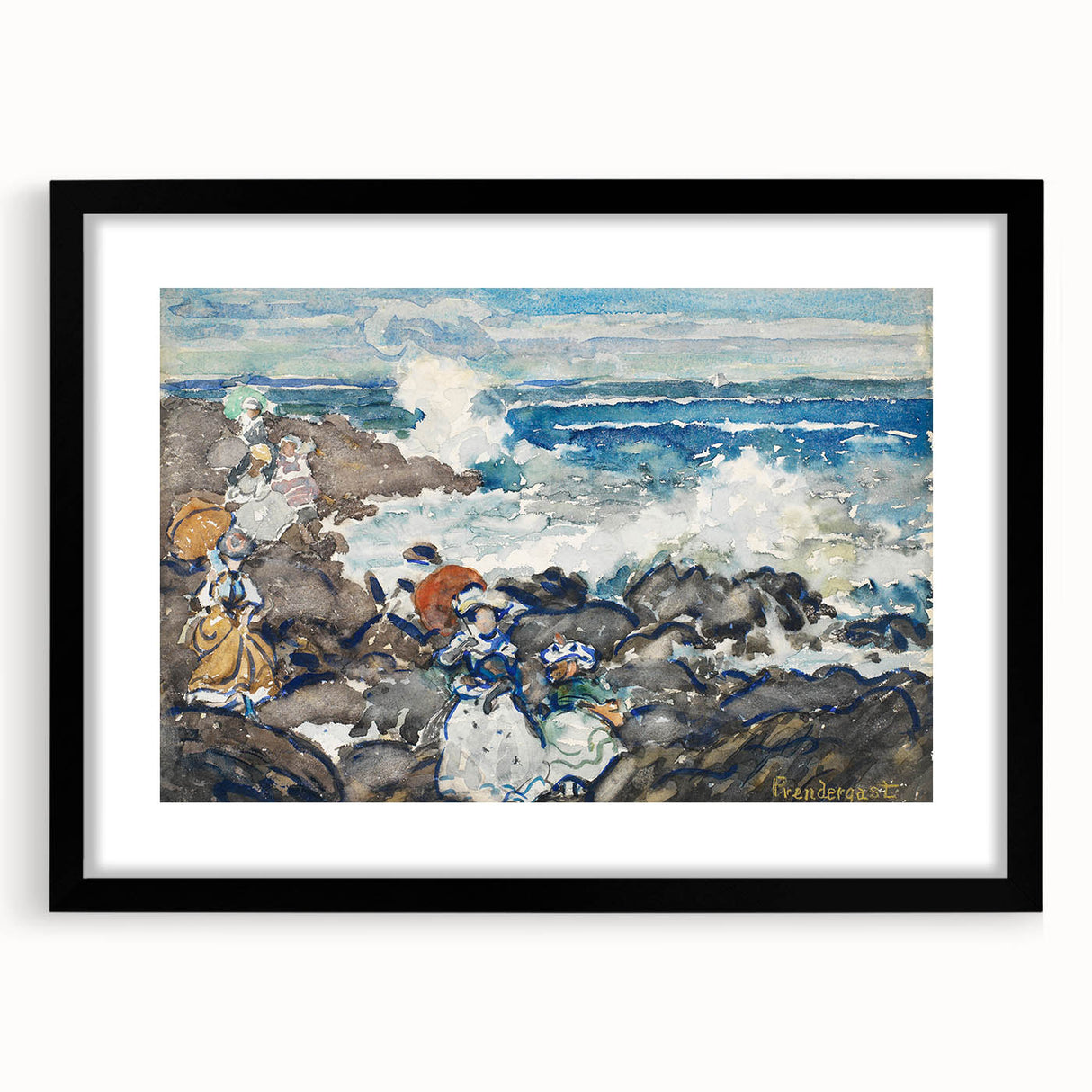 Fine Art Realism: Coastal Scene with Figures Realism Canvas Print