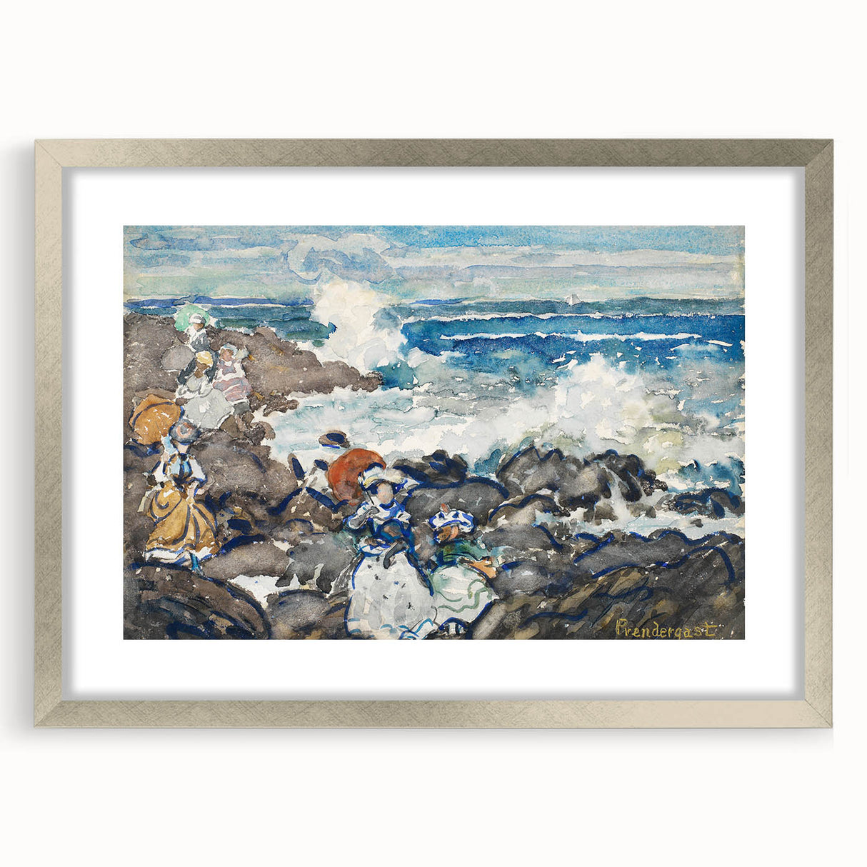 Fine Art Realism: Coastal Scene with Figures Realism Canvas Print