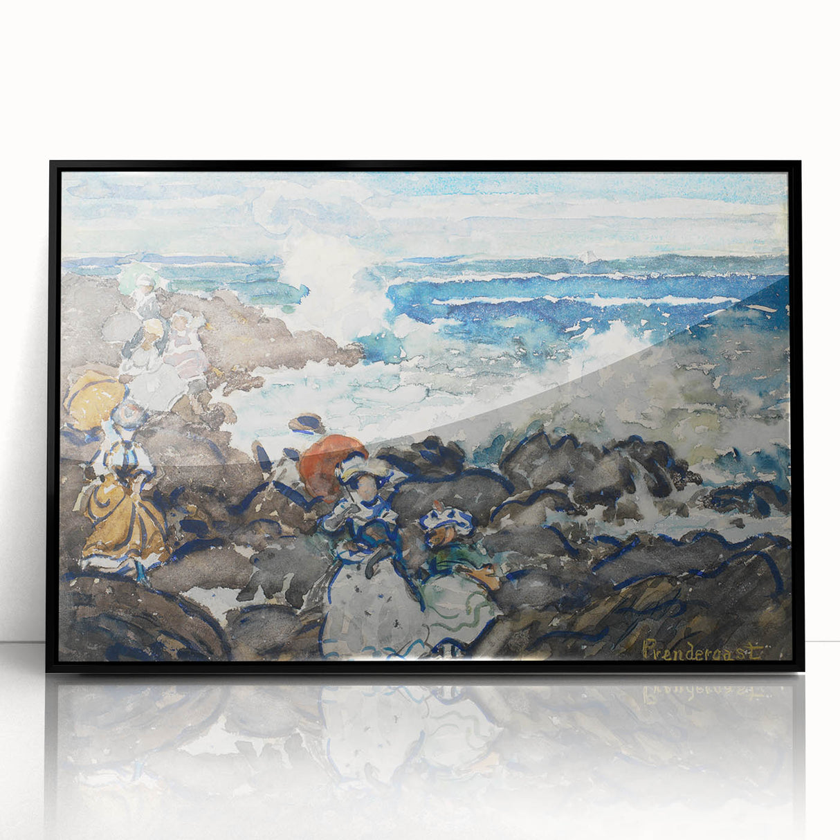 Fine Art Realism: Coastal Scene with Figures Realism Canvas Print