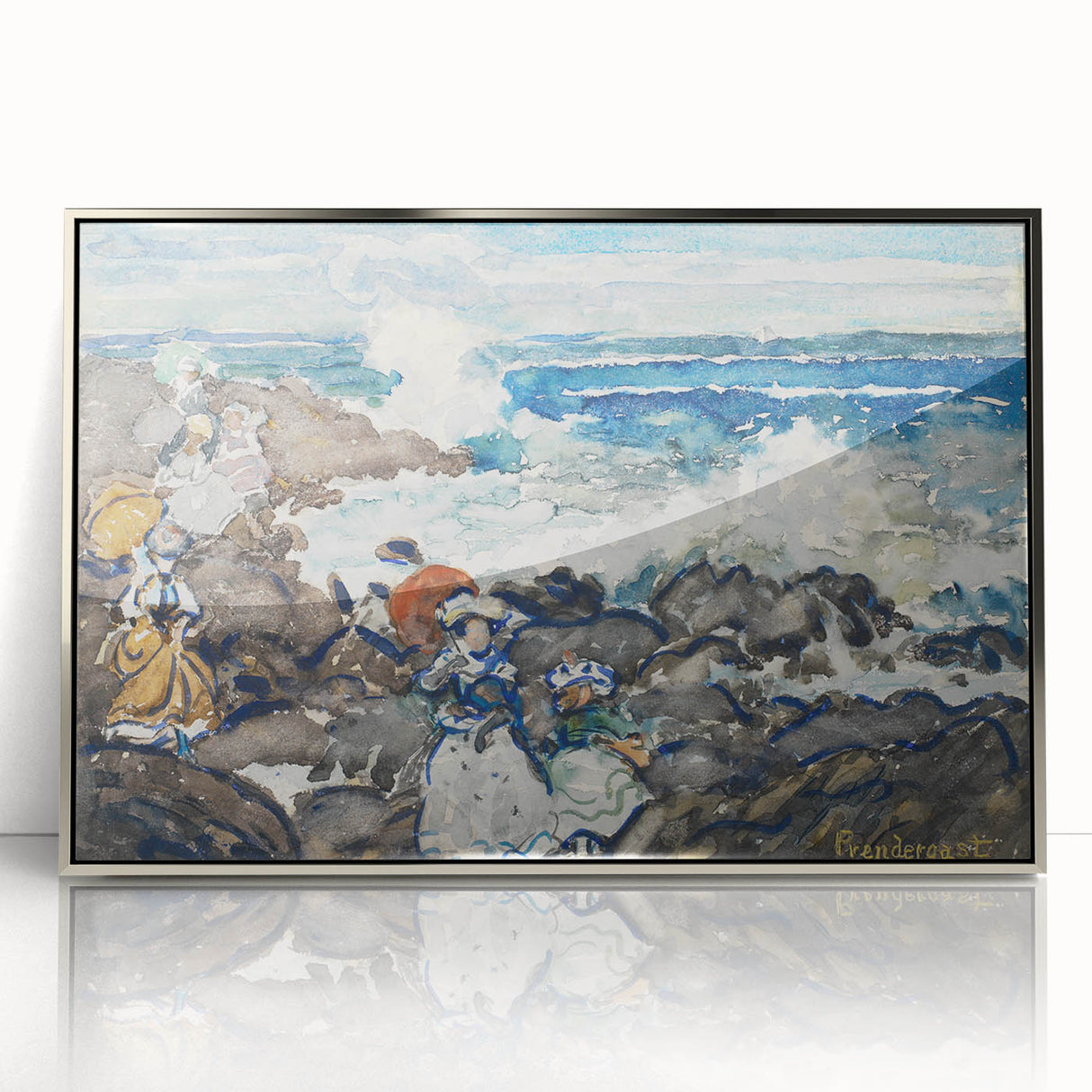 Fine Art Realism: Coastal Scene with Figures Realism Canvas Print