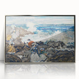 Fine Art Realism: Coastal Scene with Figures Realism Canvas Print