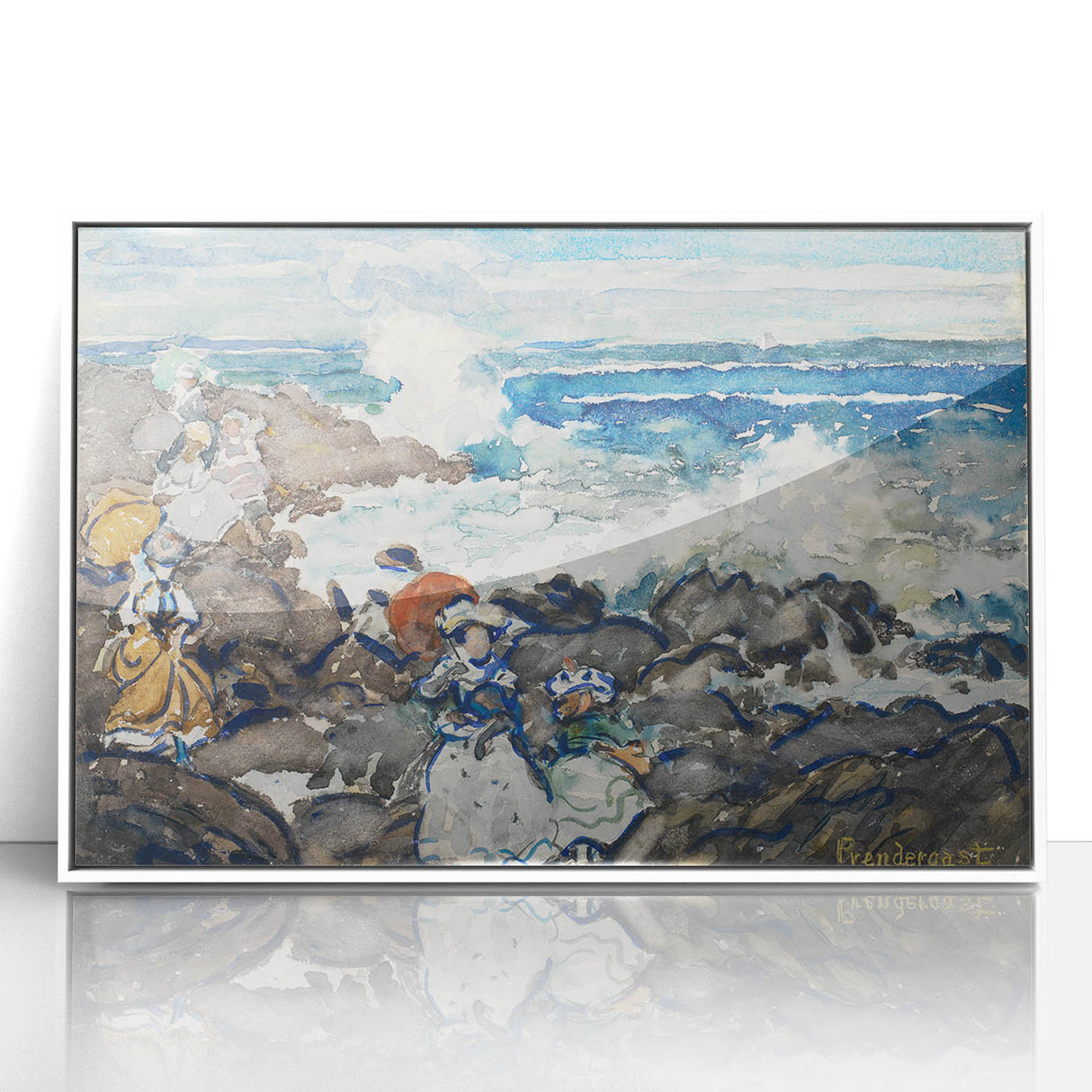 Fine Art Realism: Coastal Scene with Figures Realism Canvas Print