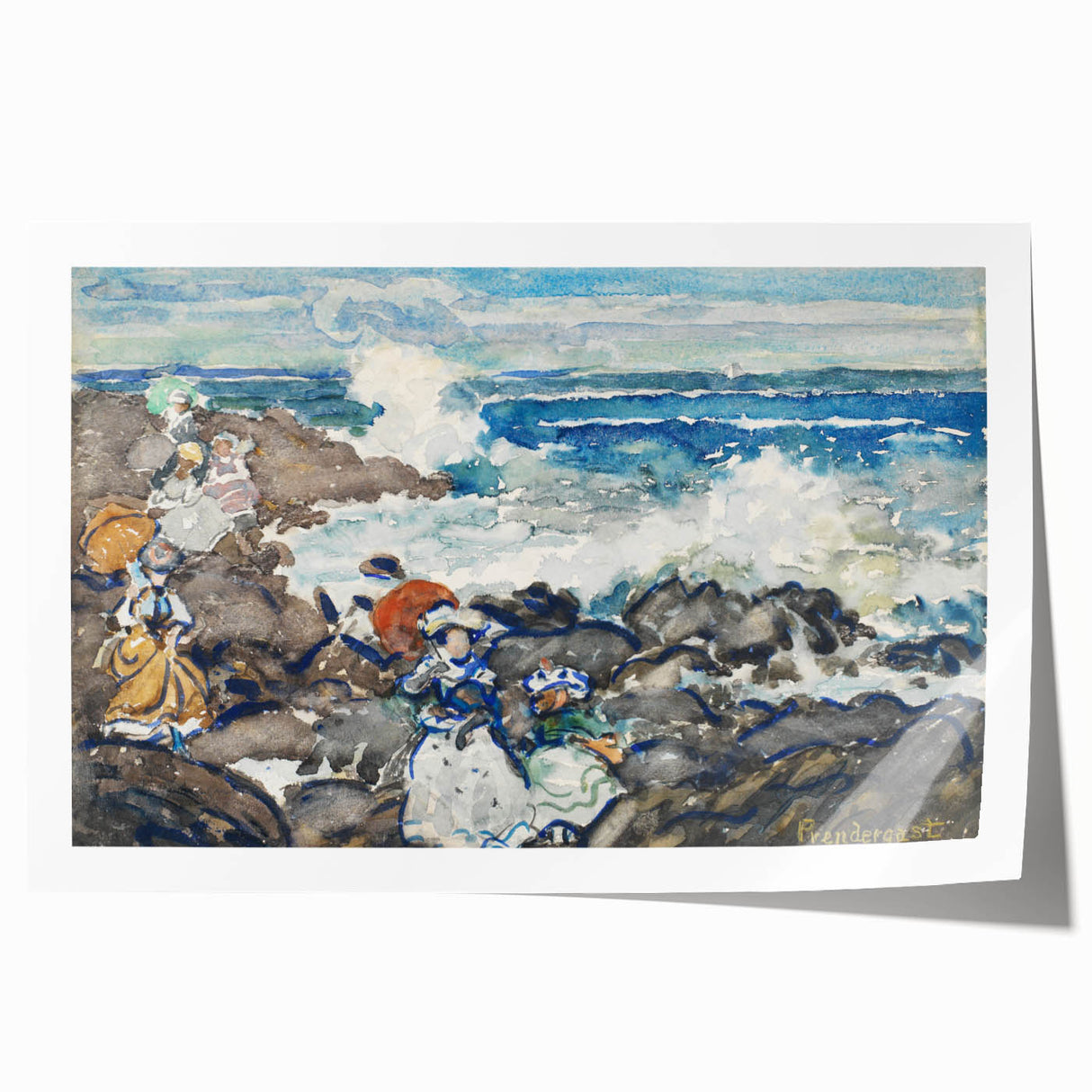 Fine Art Realism: Coastal Scene with Figures Realism Canvas Print